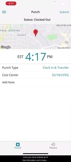 Punch screen ready for submission with all fields filled in and a map displayed