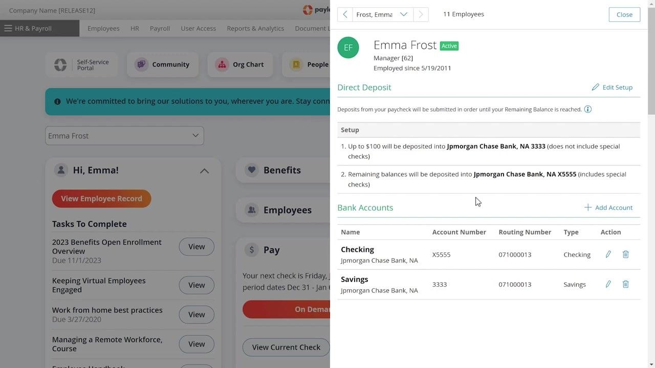 Step 1. Add Bank Account form with all fields completed and Next button highlighted