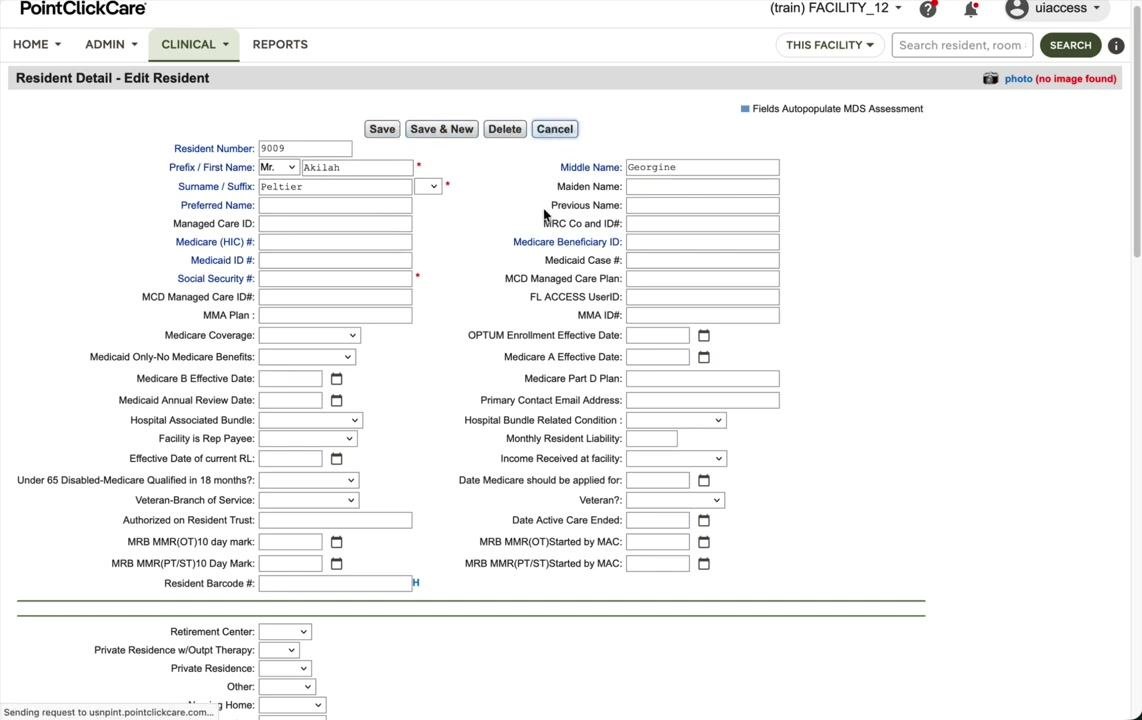 Resident Detail - Edit Resident screen with the Cancel button highlighted.