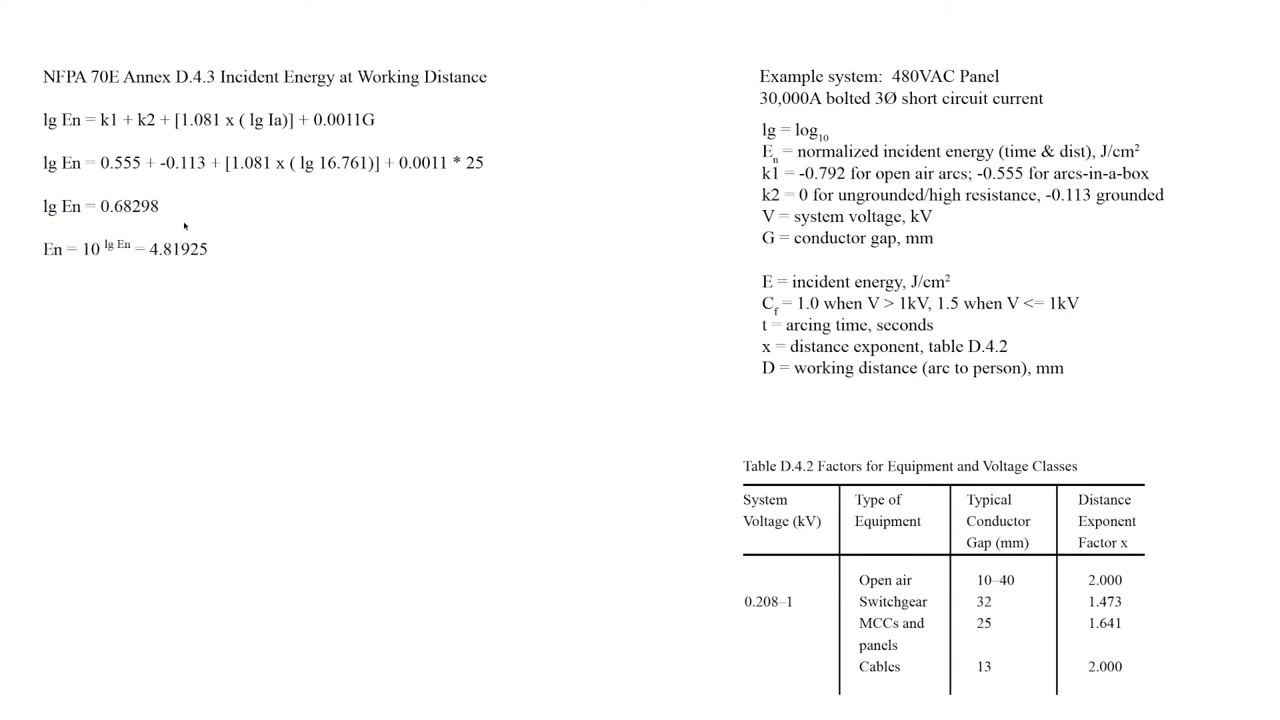 Screen showing the final calculation: En = 10^lg En = 4.81925