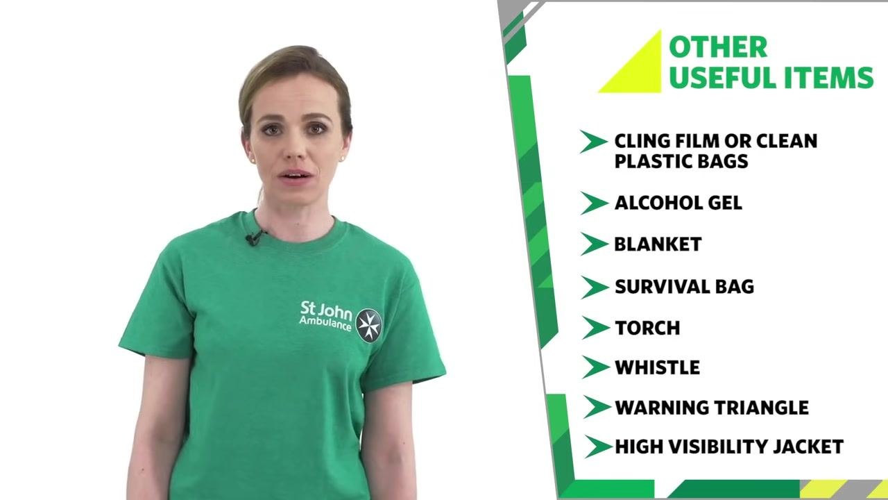 On-screen text in green reading: "Learn first aid. Help save lives. Be the difference. sja.org.uk"