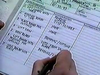 JSA worksheet showing hazards listed in the second column, such as "Cuts," "Strains," and "Bending/Lifting."