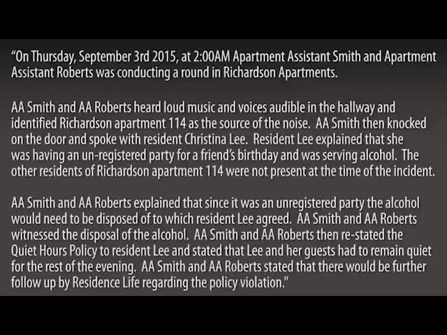 Full sample incident report showing the introduction, factual narrative, and conclusion.