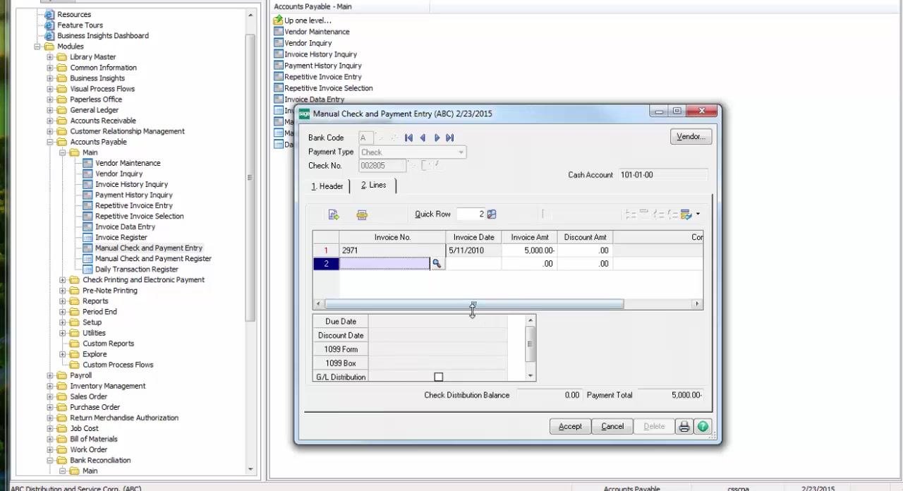 Manual Check and Payment Register dialog with the Preview button selected.