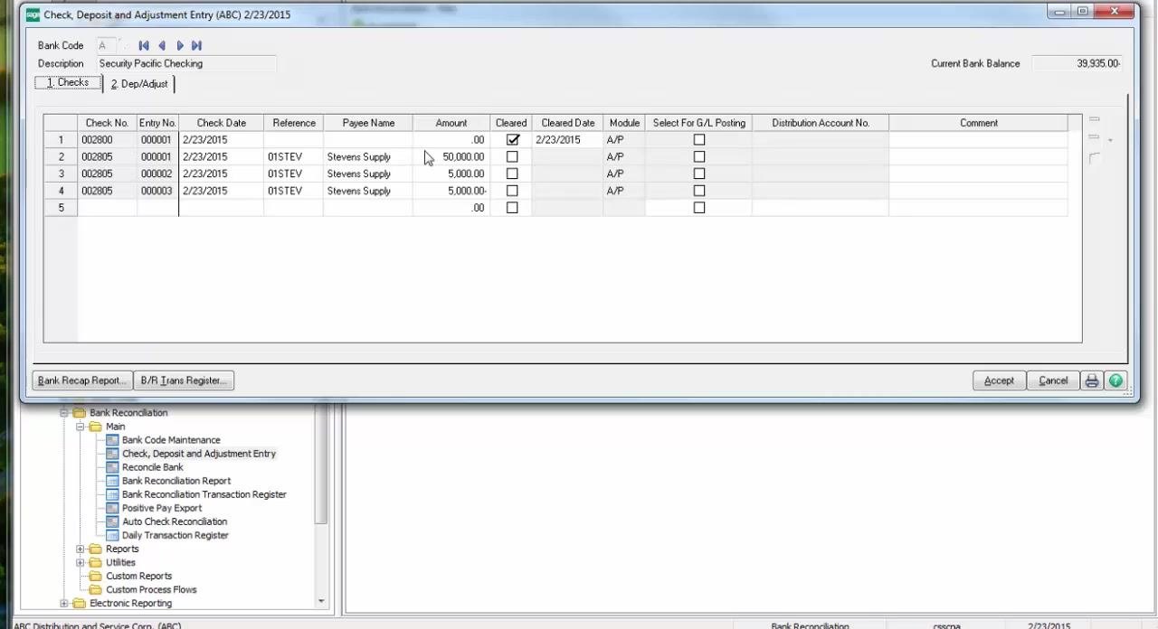 Sage 100 ERP prompt asking whether to update the Daily Transaction Register.