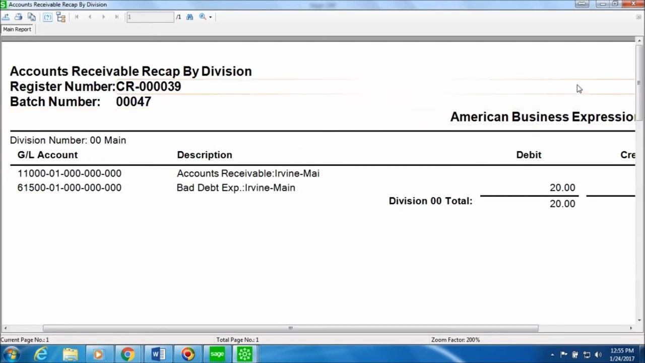 Customer Maintenance window, Transactions tab, showing a negative payment entry for invoice 0000009, check number WRITE OFF, and the correct amounts