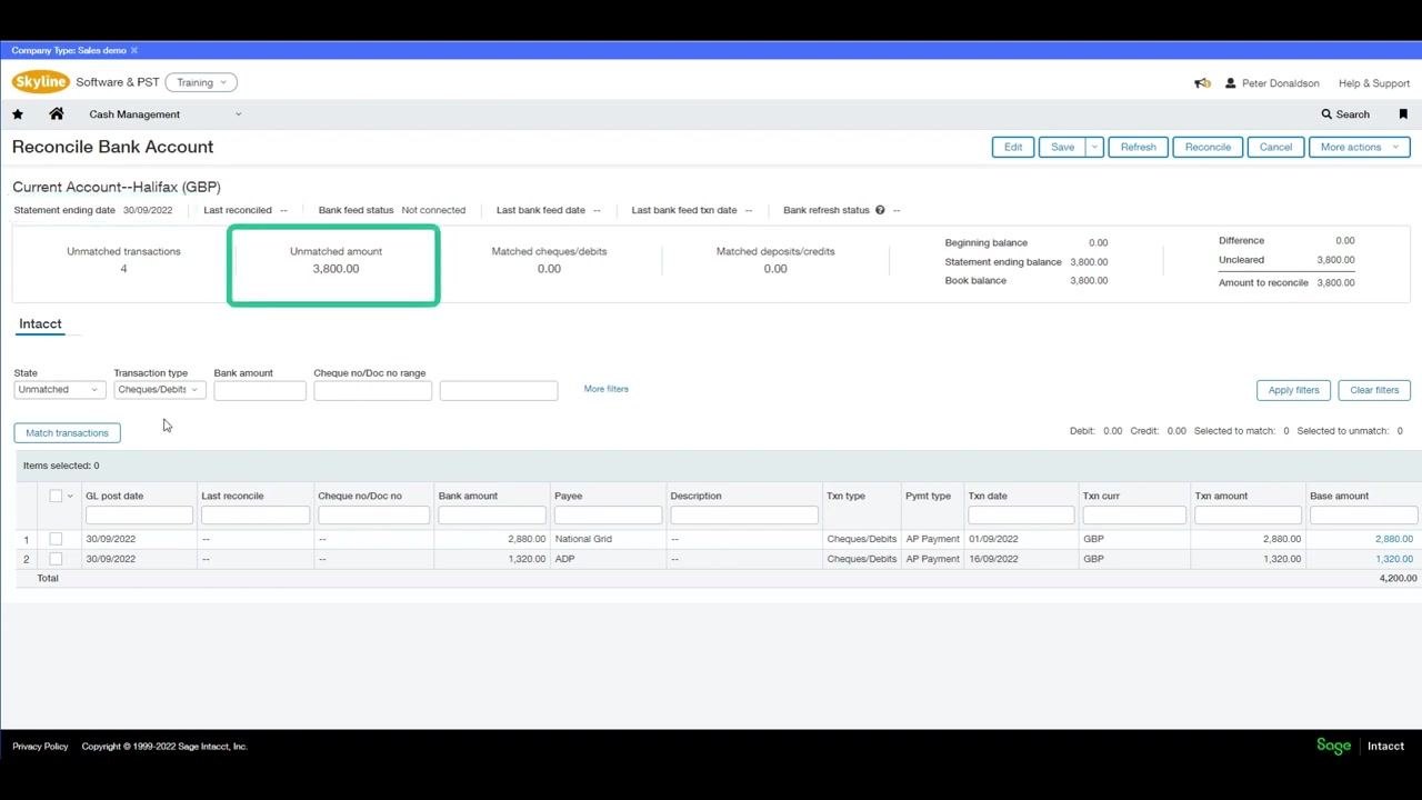 Reconciliation dialog showing the attachment field for uploading documents