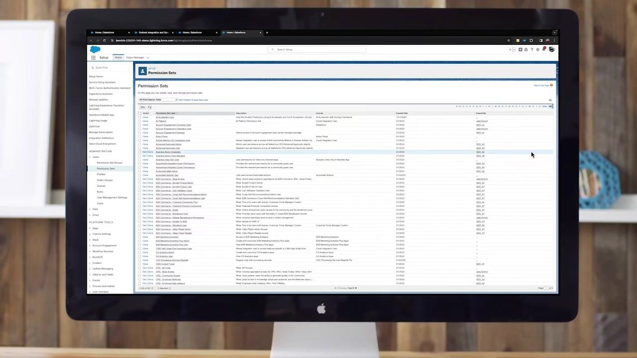 Salesforce Inbox setup page with options to enable Inbox features and make Inbox available to users.