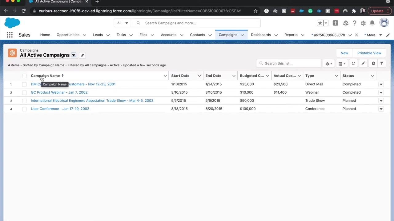 New Campaign dialog with Campaign Name "Google Ads", Type "Banner Ads", Status "Planned", and date fields