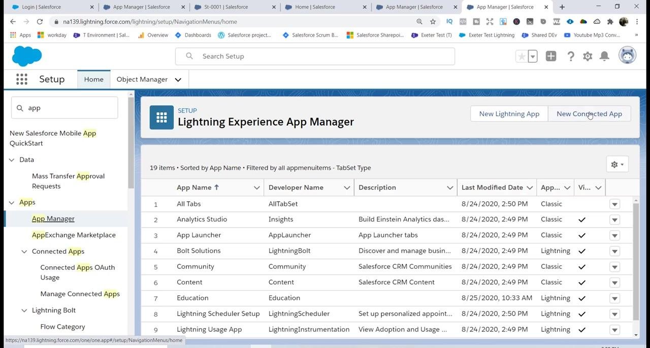 Quick Find search for 'app' with App Manager highlighted in the sidebar