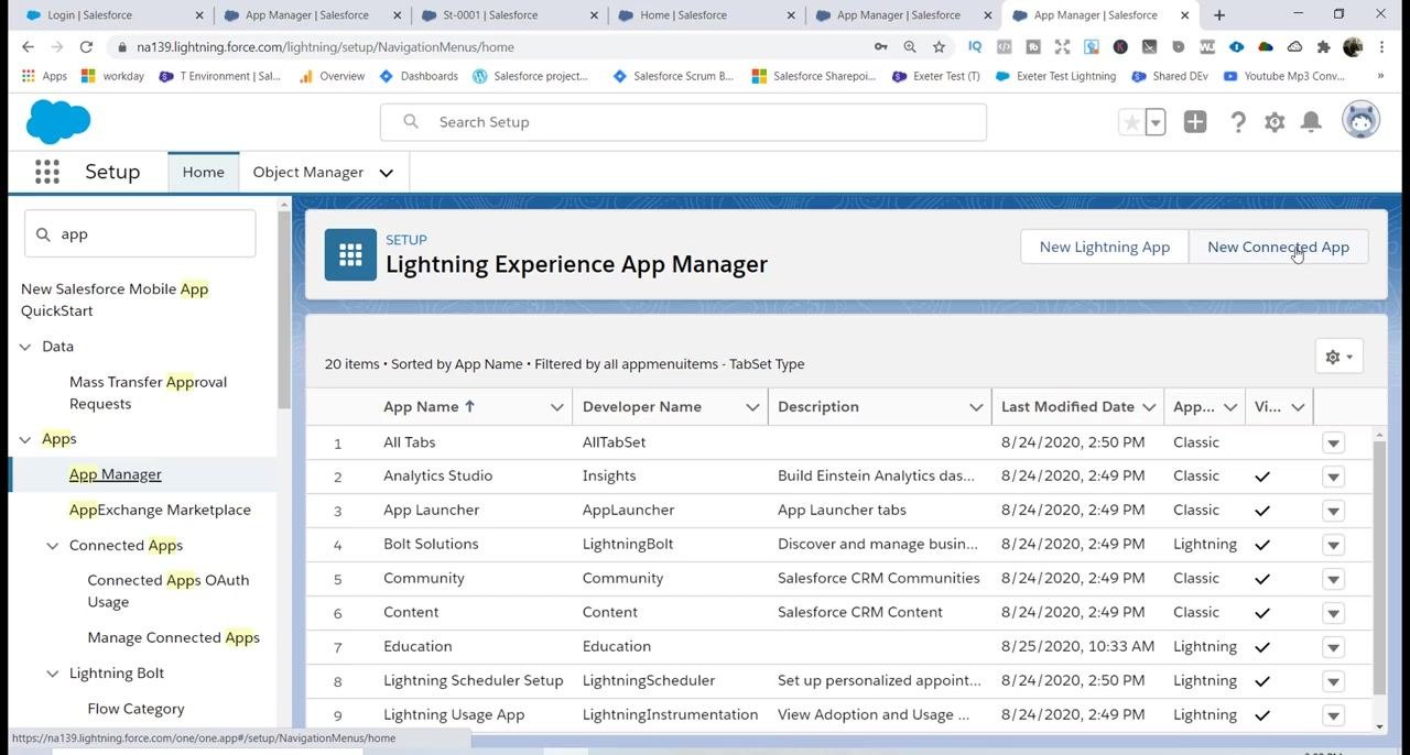 Manage Connected Apps screen showing Consumer Key and Consumer Secret for TestSalesforce
