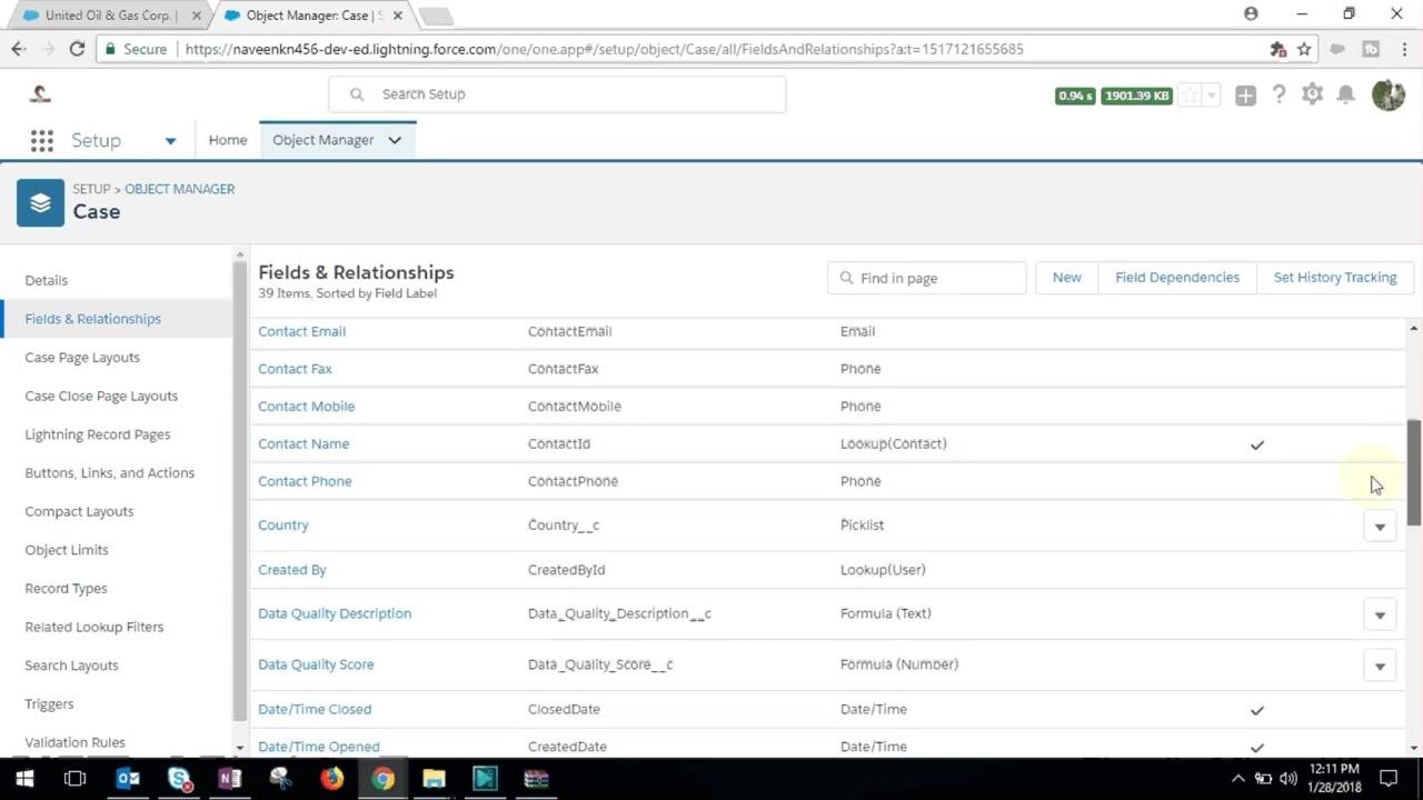 Salesforce Service Console with Case record tab open