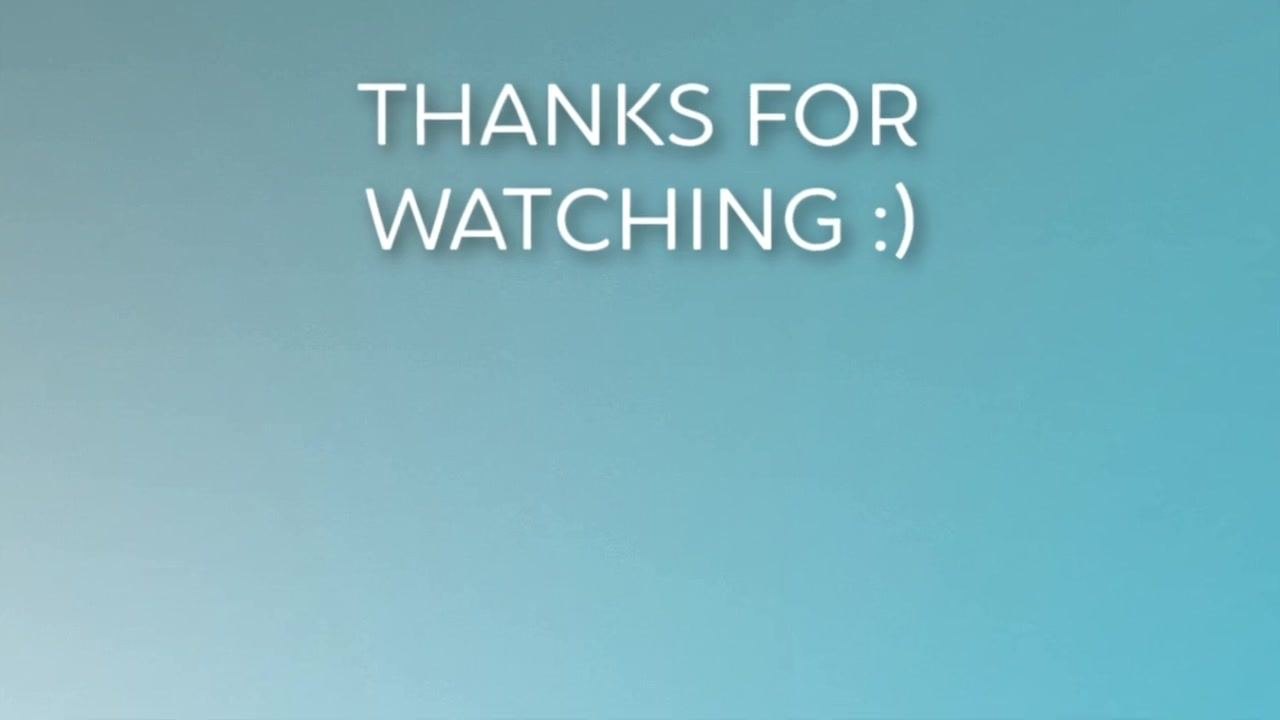 Screen with large white text "THANKS FOR WATCHING :)" on a blue gradient background. No other objects, people, or UI elements are present.