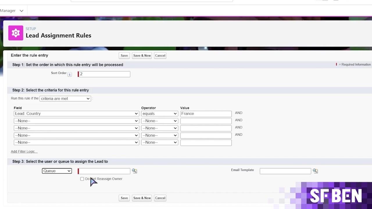 Lead creation form with fields filled in for a test lead, including name, company, and email.