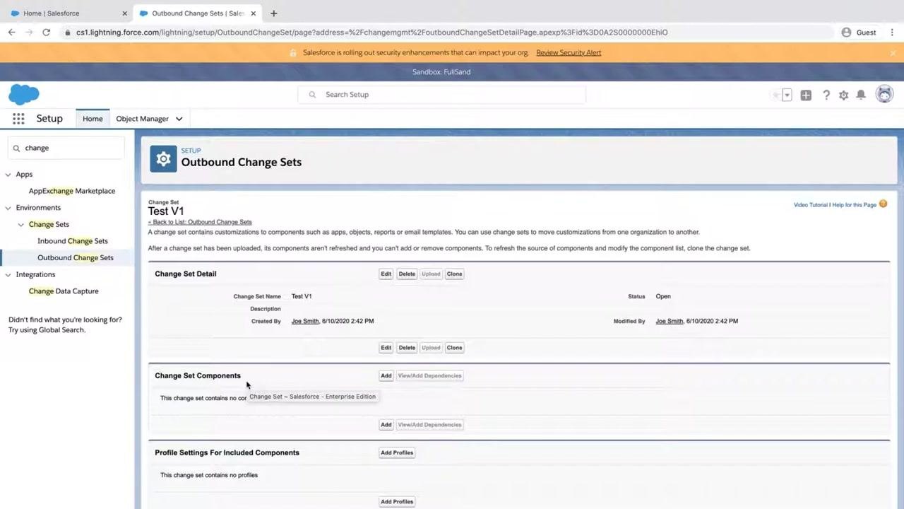 Salesforce home screen with the gear icon dropdown open, showing options for Setup, Service Setup, Developer Console, and Edit Page.