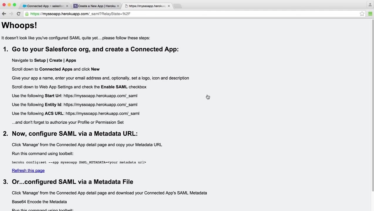 Deployed Heroku sample app showing the Login button