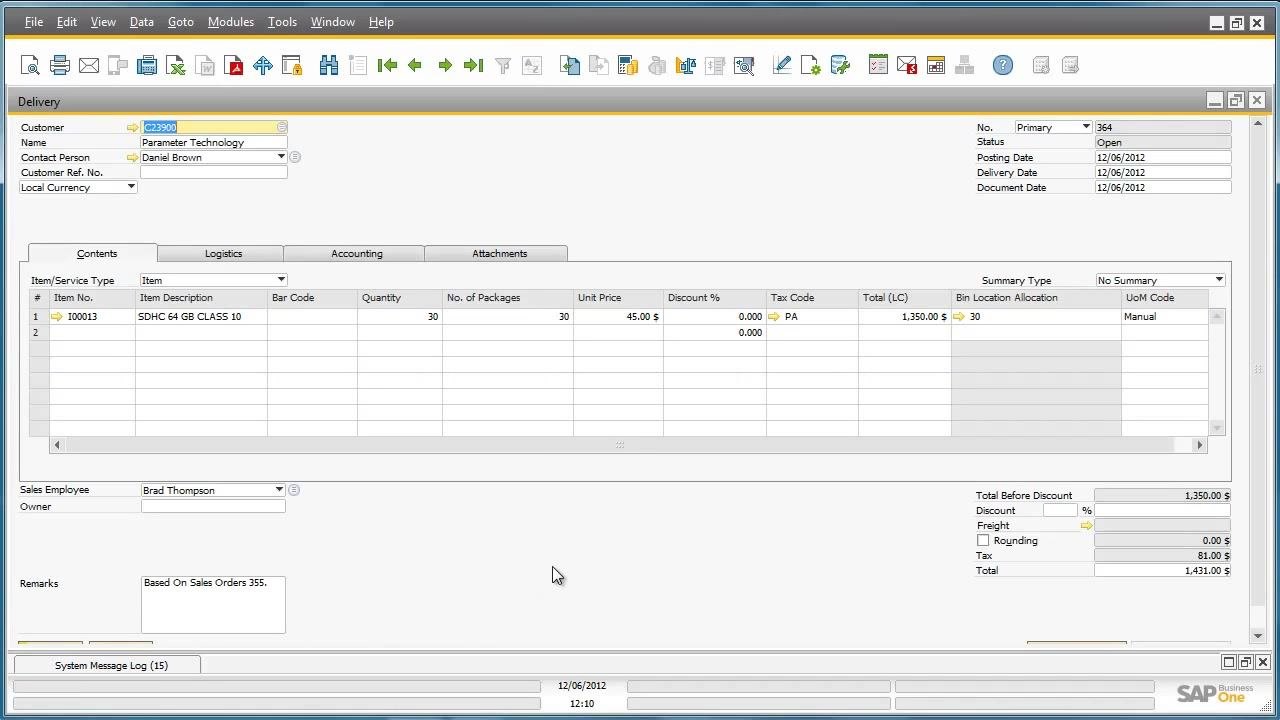 Pick List window showing status as Picked, with the Create button enabled