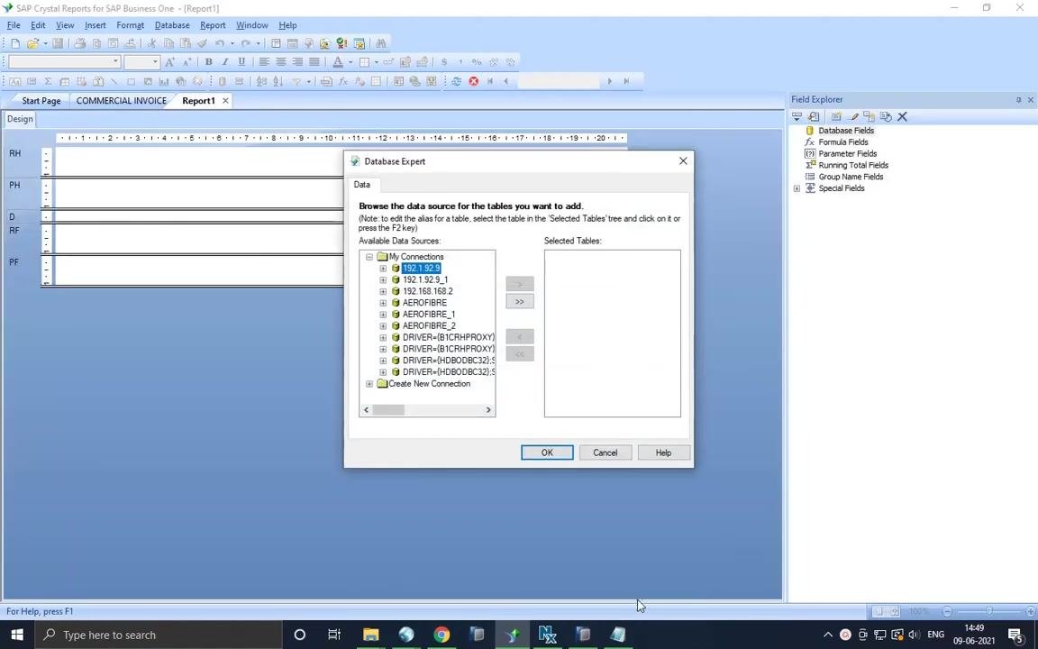 Desktop view with SAP Crystal Reports application shortcuts visible