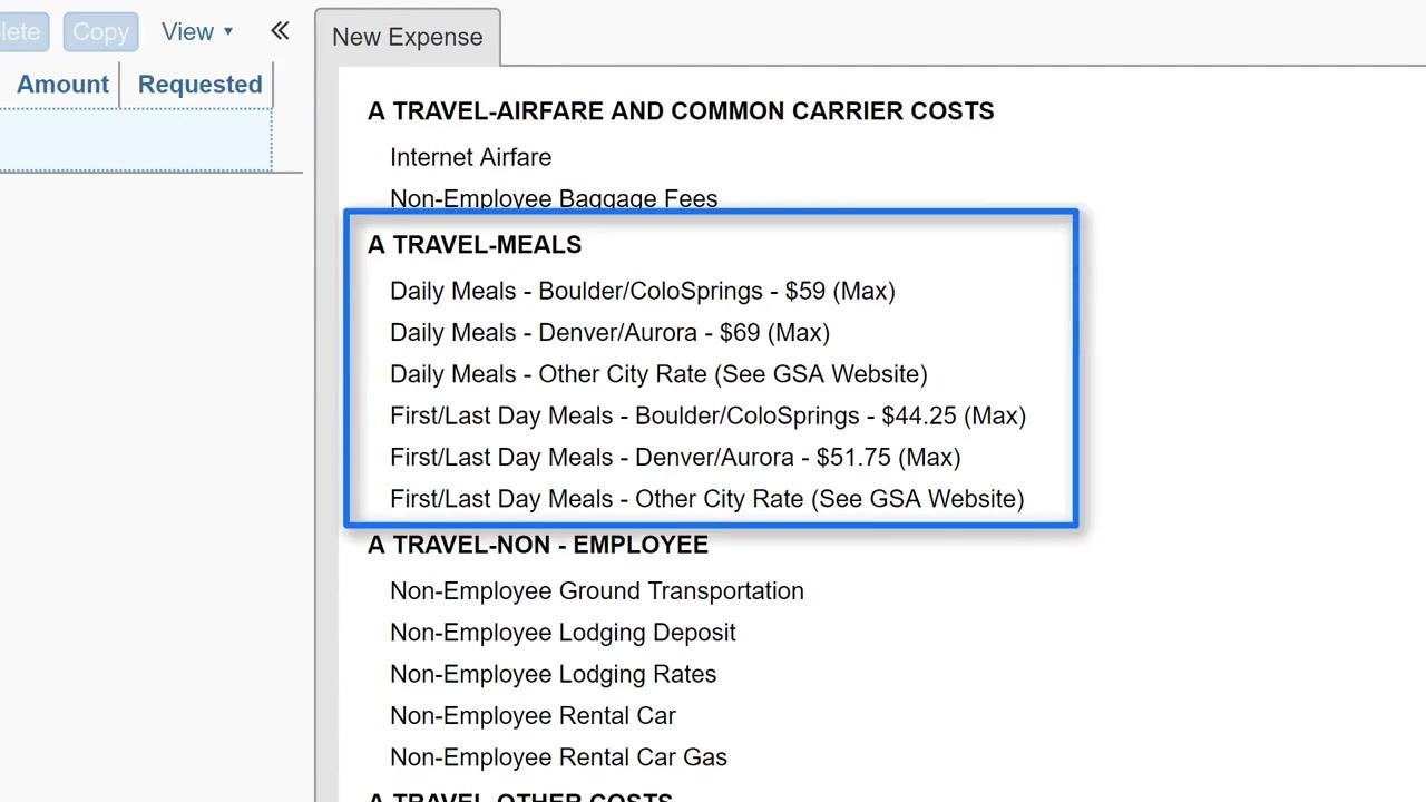 Screen showing the creation of a new expense report in SAP Concur, with the Policy dropdown open and Non-Employee Reimbursement selected as an option. Other fields include Report Name, Travel Type, Travel Business Purpose, Submit Report to, Comment, and Alternate Contact Employee.