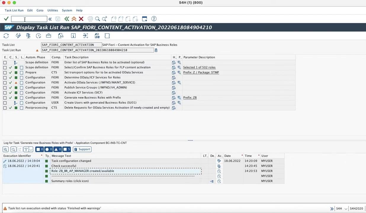 SAP Display Roles screen showing the details for ZB_BR_AP_MANAGER, including description, creation information, and long text confirming it was copied from SAP_BR_AP_MANAGER