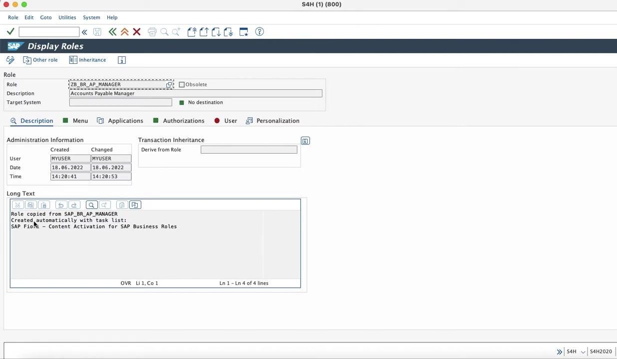 SAP Maintain Users screen, Roles tab, showing ZGEN_END_USER_ROLE and ZB_BR_AP_ACCOUNTANT assigned to user FIORI3_DEMO