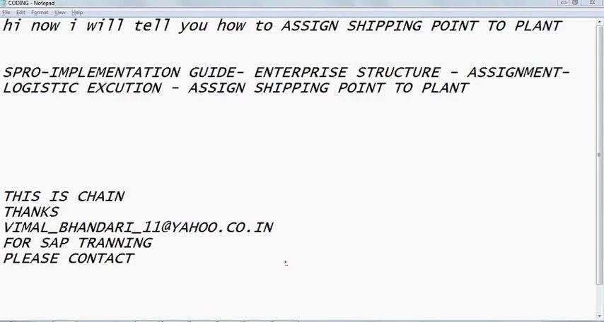 SAP Display IMG screen showing the navigation path to "Assign shipping point to plant" under Logistics Execution.