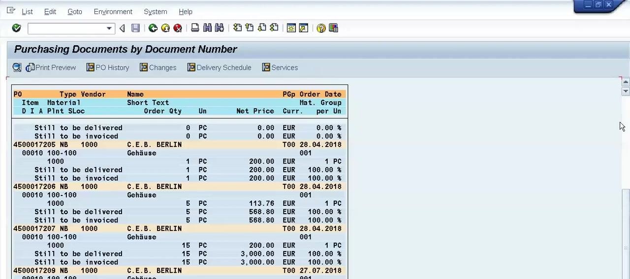 Stock Overview: Basic List screen with columns for Rcpt reservation, On-Order Stock, Consgt ordered, and Stck trans.(plnt), showing 231.000 units in On-Order Stock for both plants
