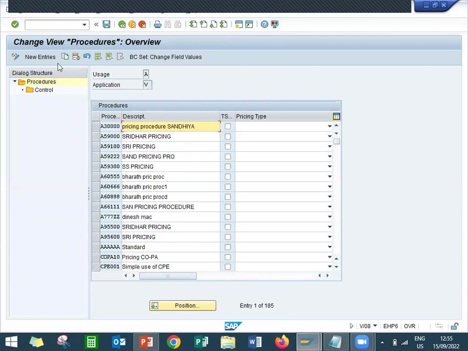 SAP screen showing the assignment of condition type Z626 to the new pricing procedure Z626ZZ, with step, counter, condition type, and description columns