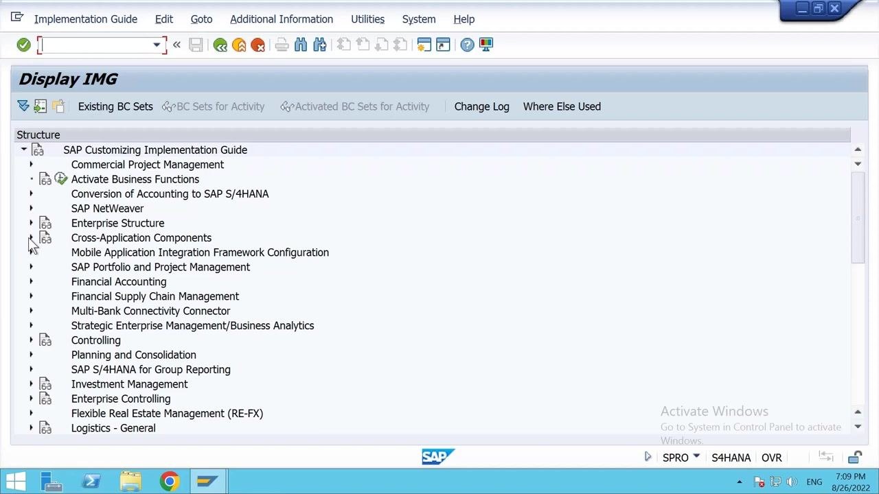 SAP Easy Access screen with navigation panel visible