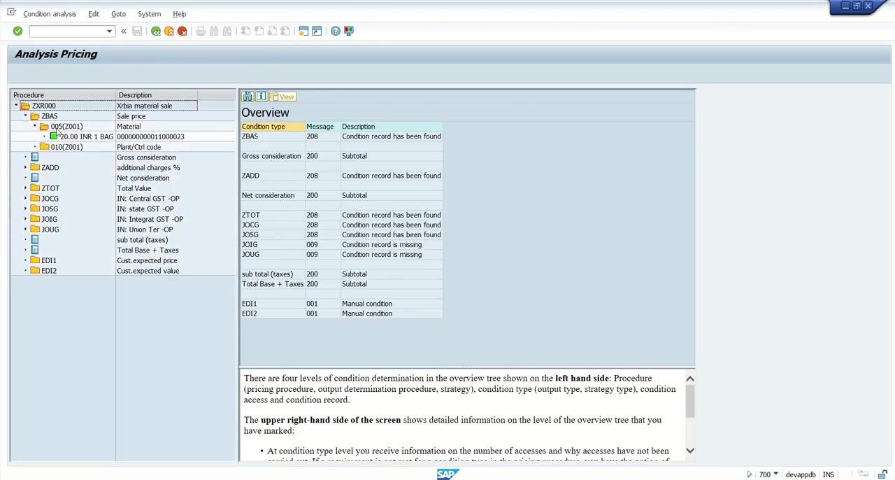 SAP Create Condition Records screen with the Key Combination pop-up, "Material" selected