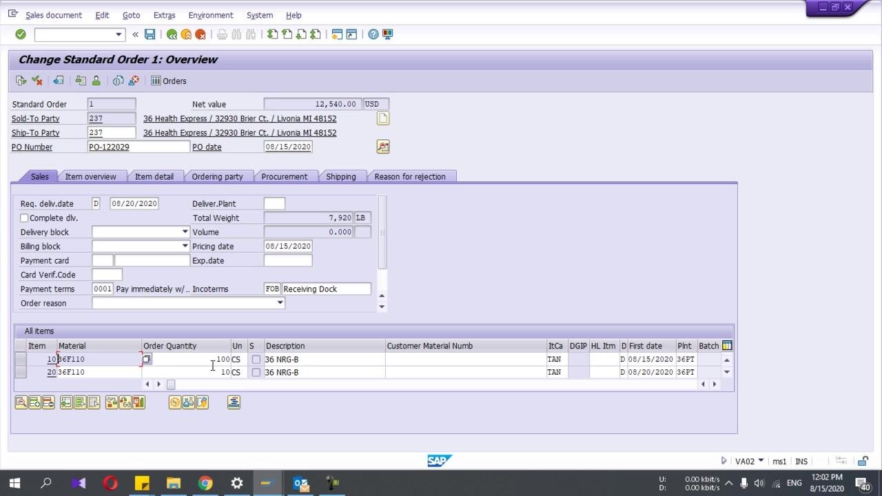 SAP Easy Access screen with the navigation tree and favorites visible