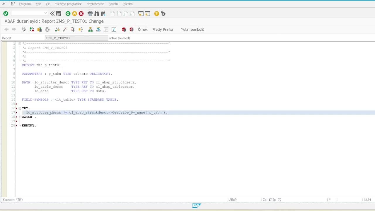 Data and field symbol declarations for dynamic table handling.