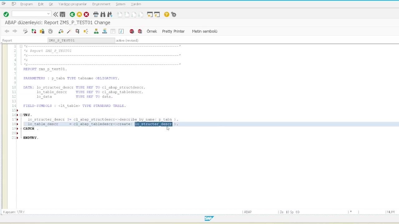 Data object creation and assignment to the field symbol.