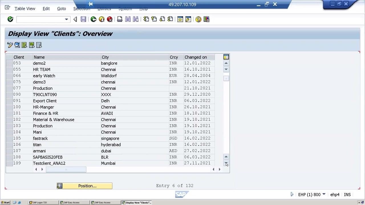 Workbench request dialog showing "logical system for client 778" as the short description