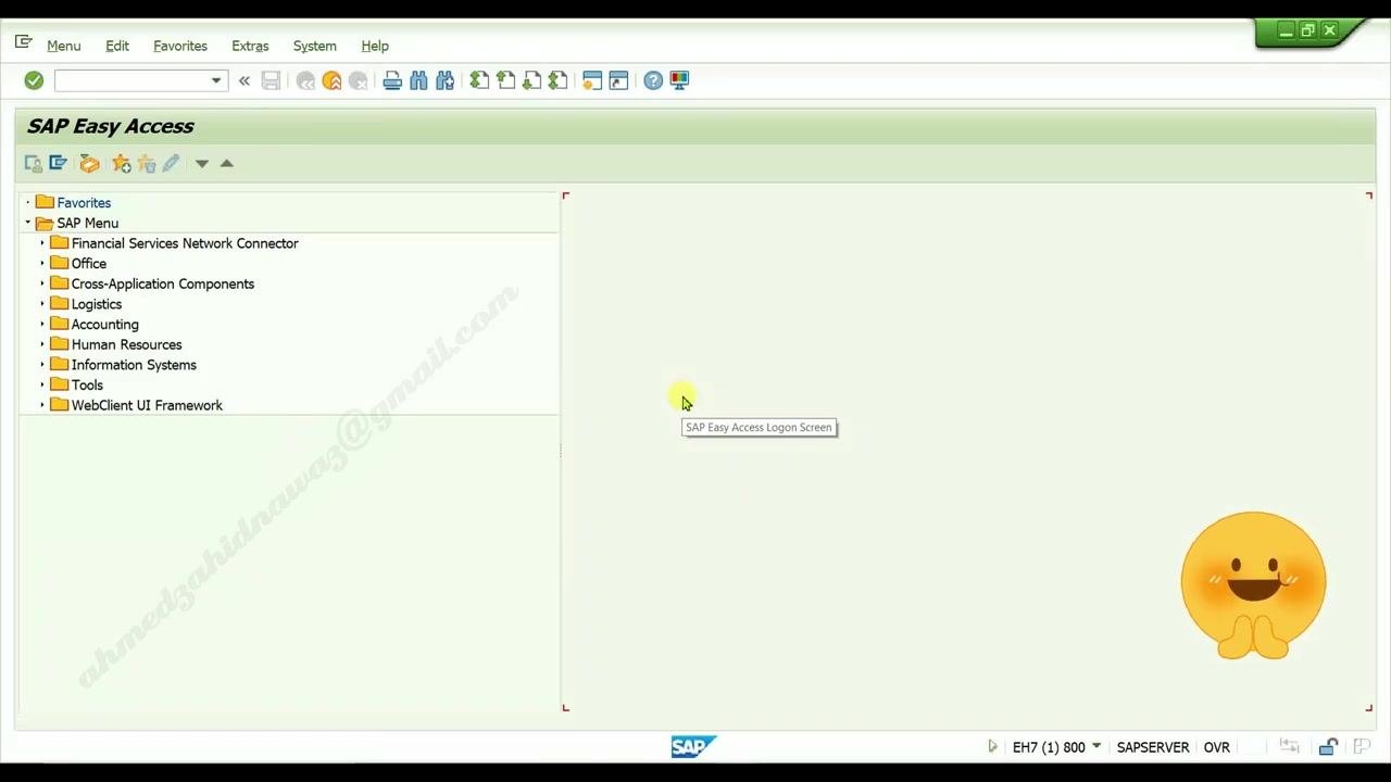 SAP Easy Access main menu with the navigation tree and toolbar visible