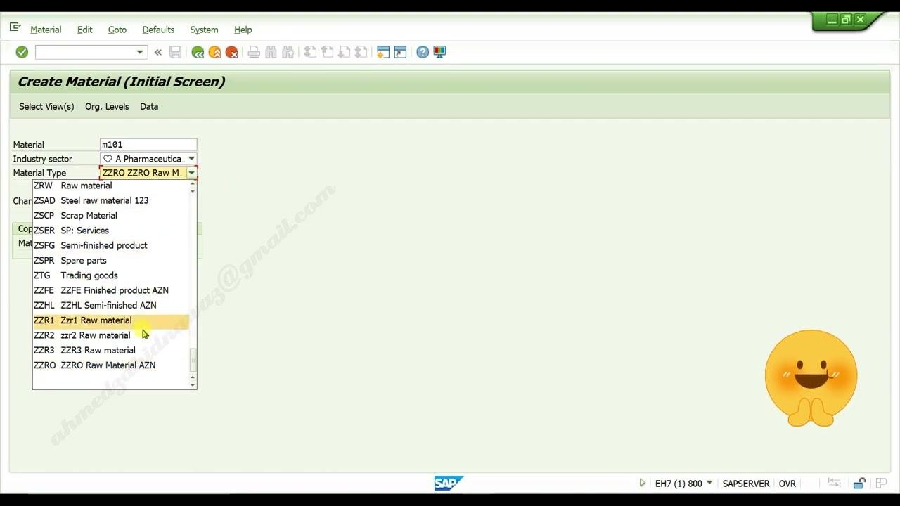 Command field with "mm01" entered on the SAP Easy Access screen