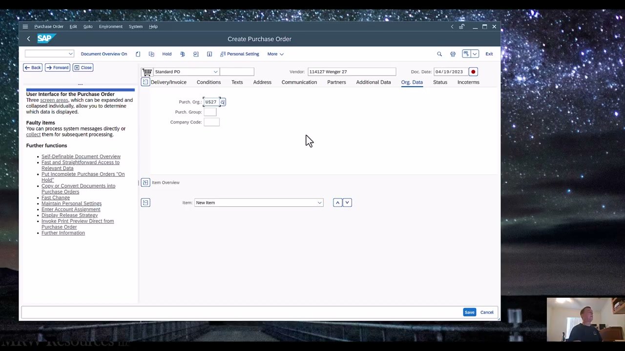 SAP purchase order tutorial