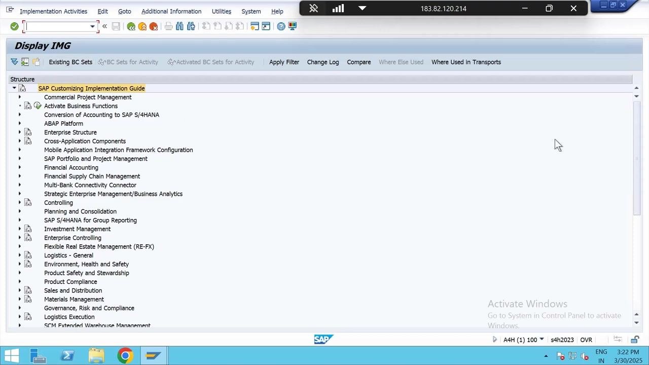 SAP Easy Access screen showing navigation menu and modules