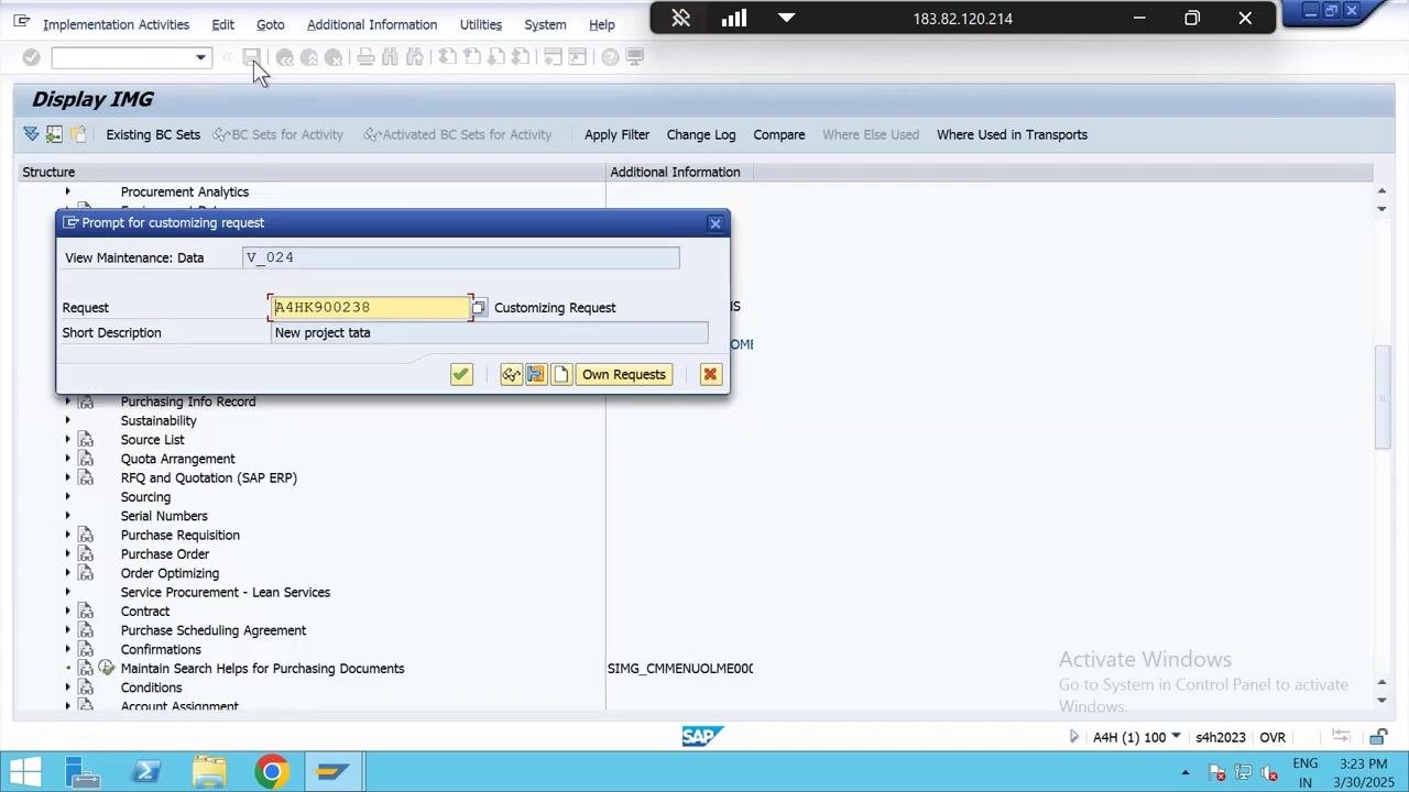 SAP New Entries screen with MSR, Purchase grp Tata, and cursor in Tel.No. Pur.Grp field