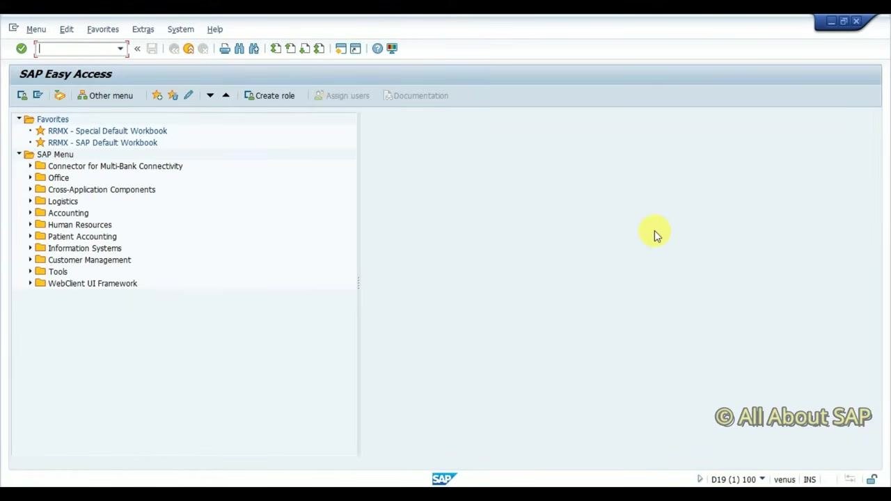 SAP Easy Access screen showing the SAP Menu and toolbar, with the "Create role" button visible at the top.