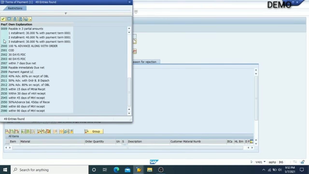 Create Scrap Sales Order: Overview screen with Cust. Reference 'by mail' and Cust. Ref. Date '07.05.2021'