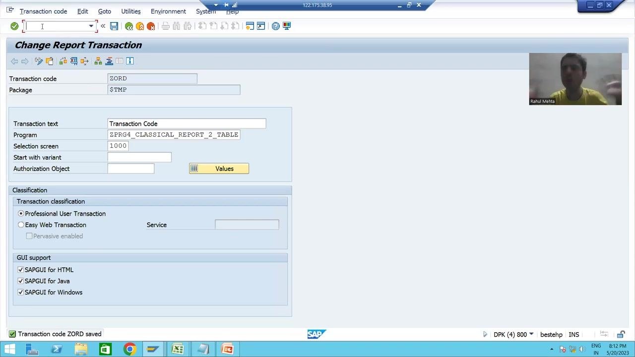 Report output screen displaying order details from the order header and order item tables.
