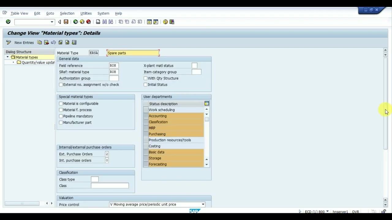 Change View "Quantity/value updating": Overview screen with the Save icon highlighted
