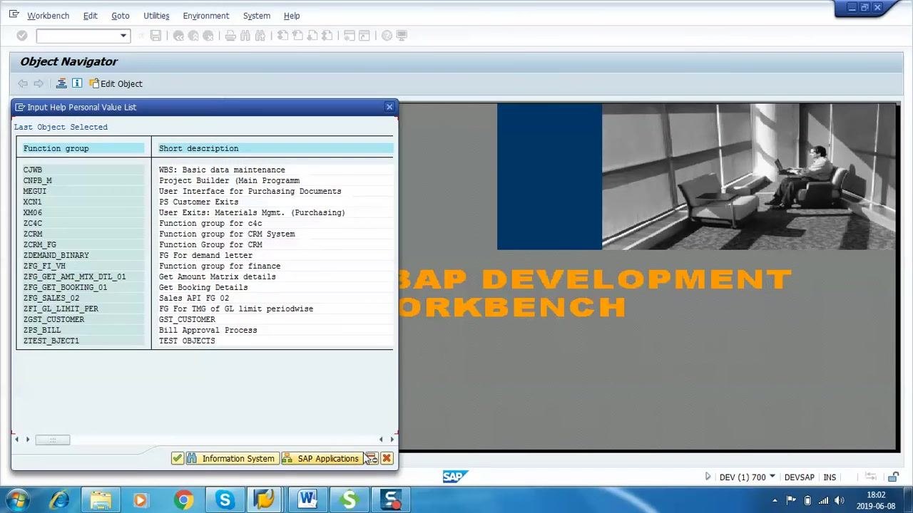 SAP ABAP Development Workbench with 'Function Group' selected in the dropdown and the name ZAFAR_FG entered