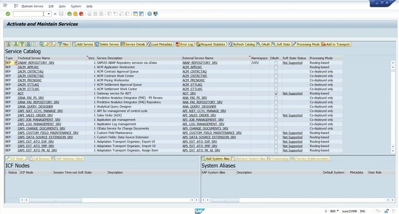 Activate and Maintain Services screen with the Service Catalog and Add Service button highlighted
