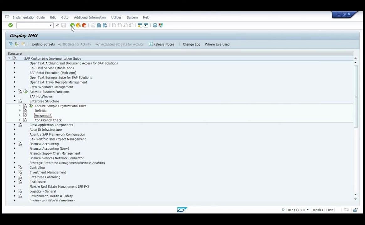 Assignment node expanded, showing sub-options including Logistics - General
