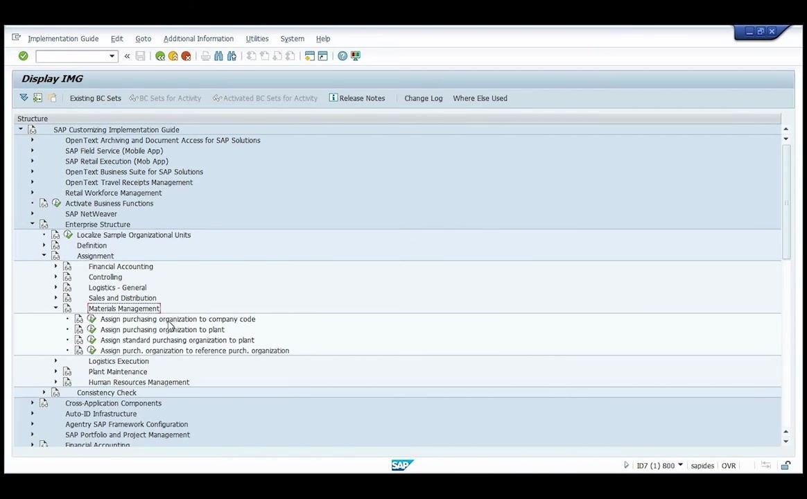 Assign purchasing organization to plant selected in the SAP IMG