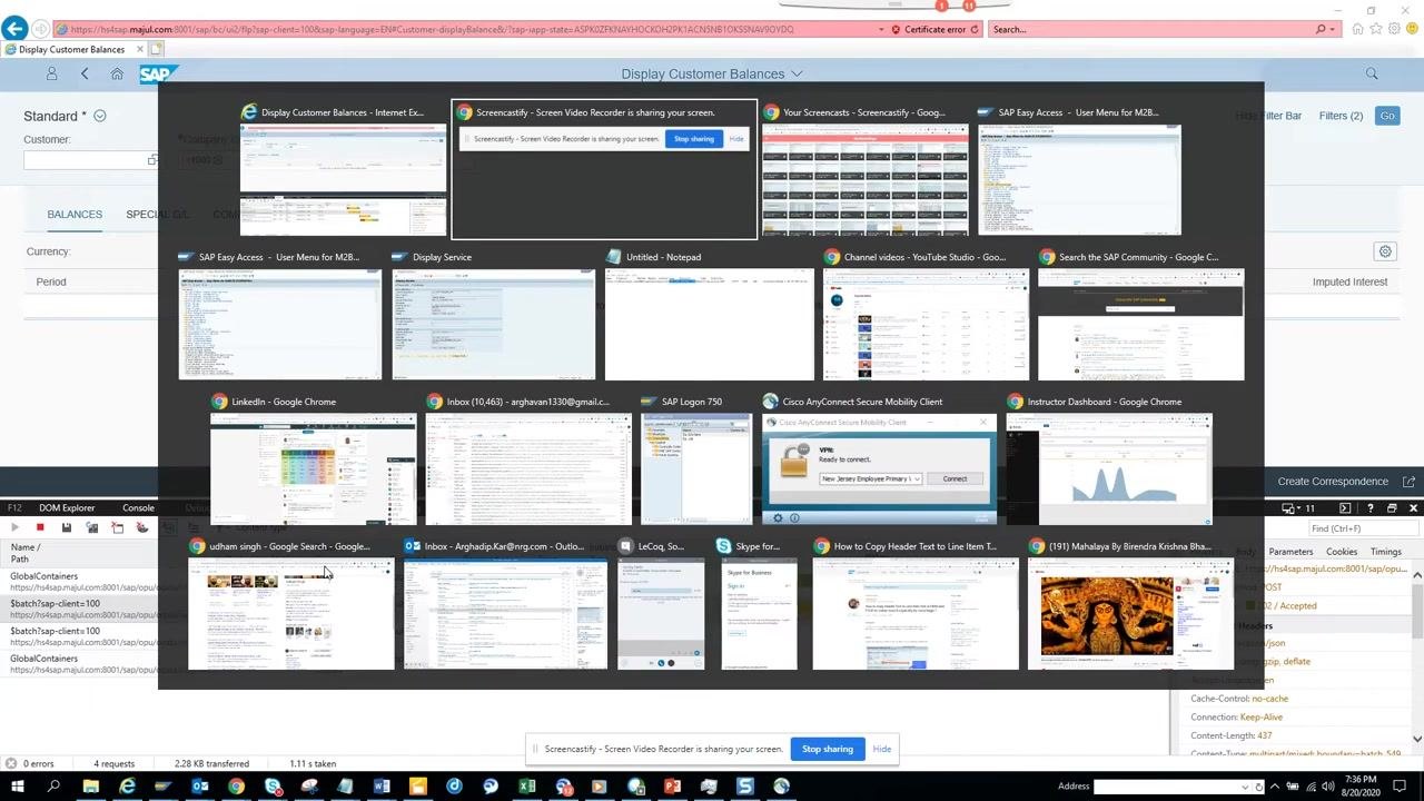 Developer tools Network tab showing OData service requests, with the relevant URL highlighted