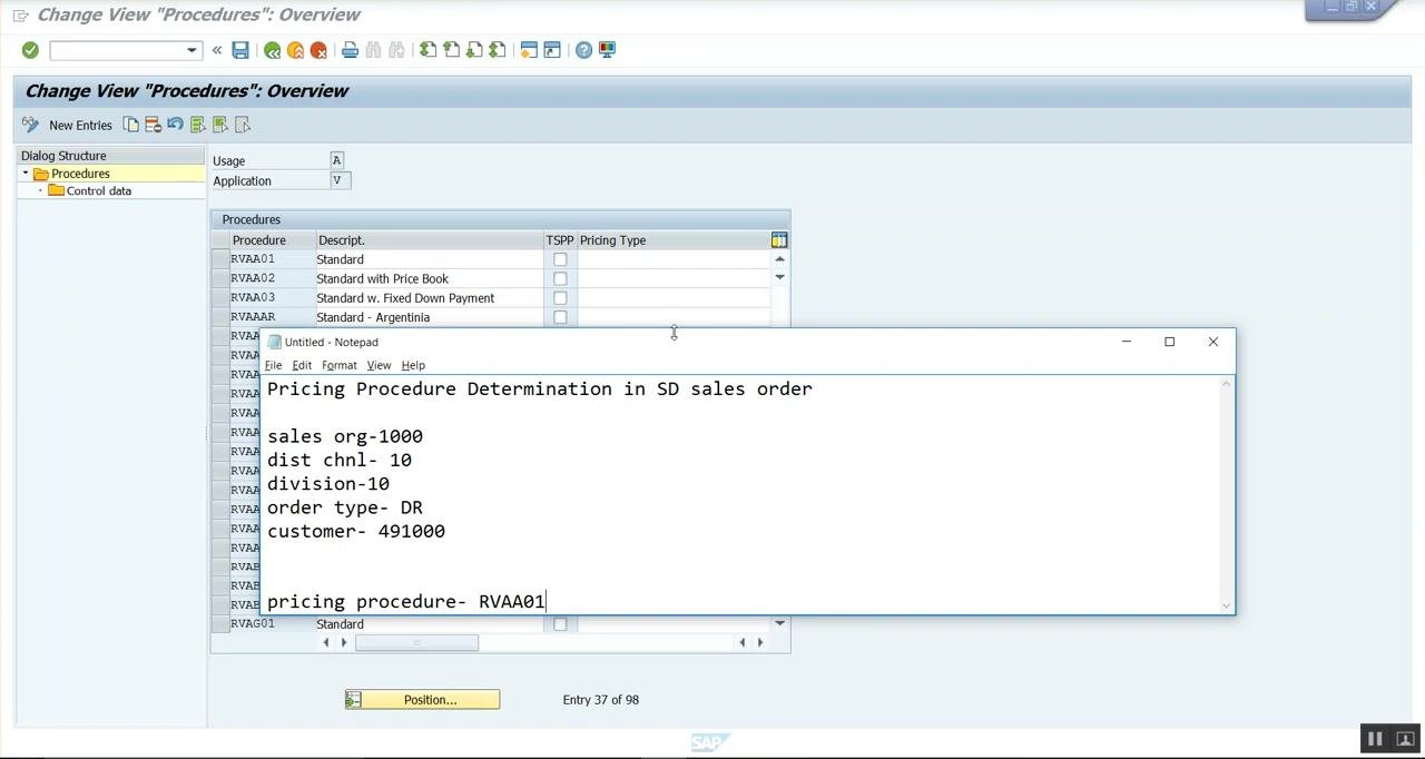 SAP IMG "Select Activity" dialog with "Define customer pricing procedure" highlighted