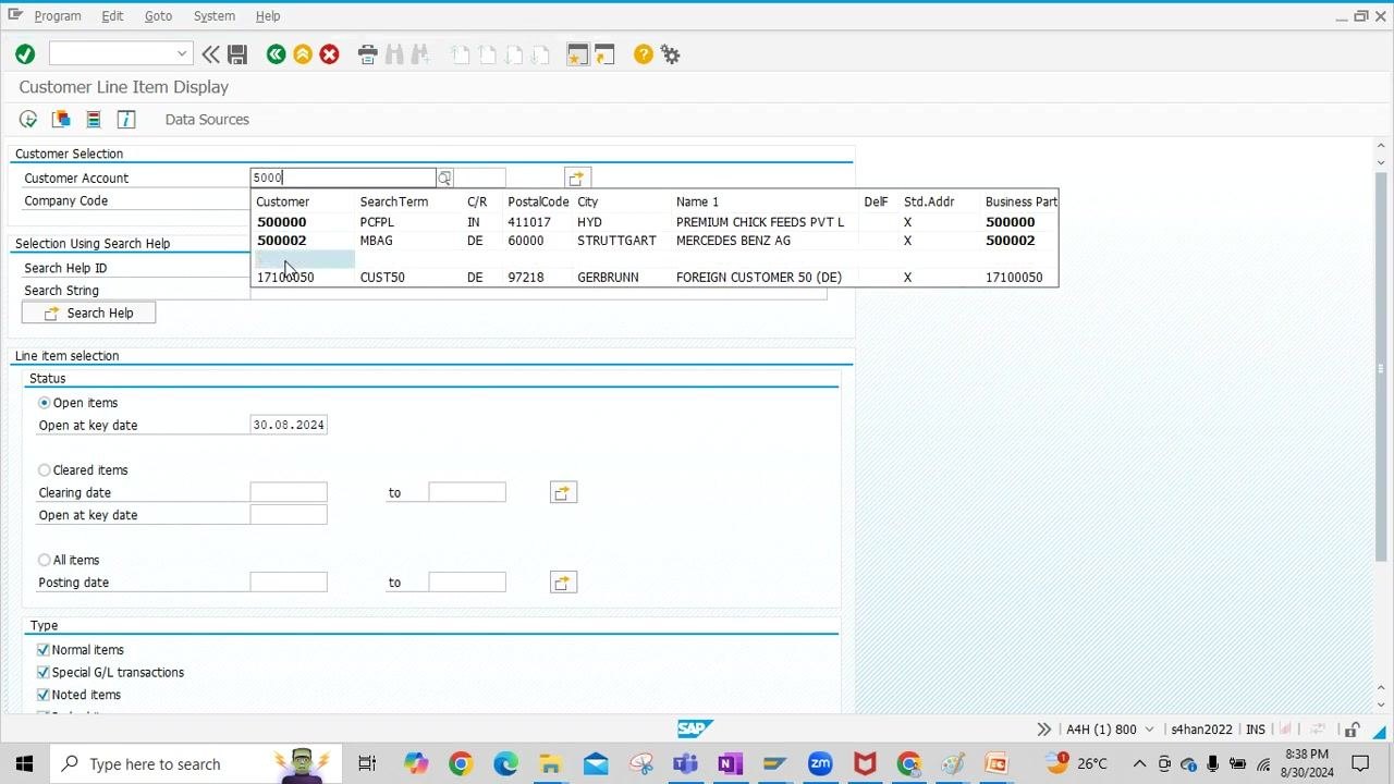 Cursor in the command field at the SAP Easy Access screen, ready to enter the transaction code